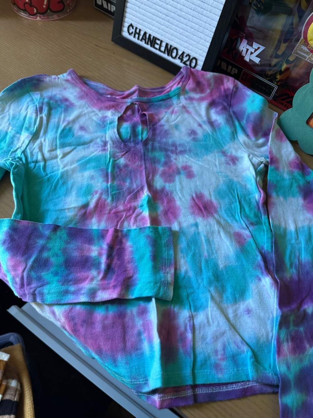Hollister Tie-Dye Long Sleeve Top - Aqua & Purple